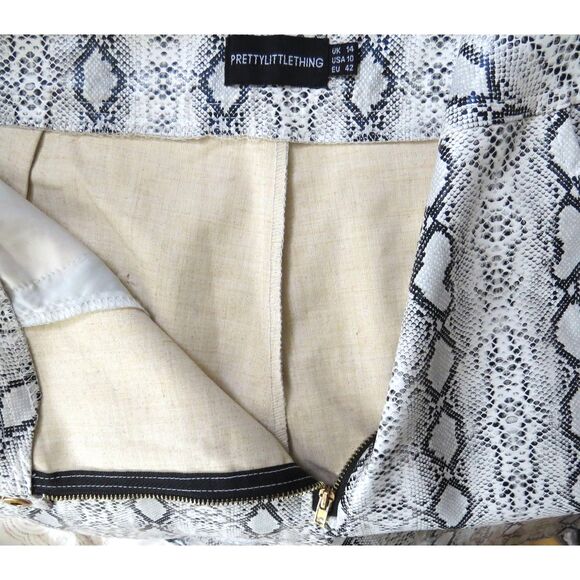 Pretty Little Thing Faux Leather High Rise Snake Print Tapered Trousers 10 EUC - Picture 6 of 11